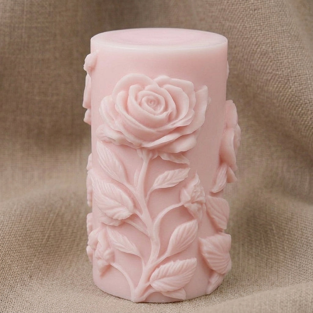 Vela Aromática Premium Rosa em Relevo