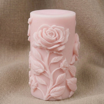 Vela Aromática Premium Rosa em Relevo