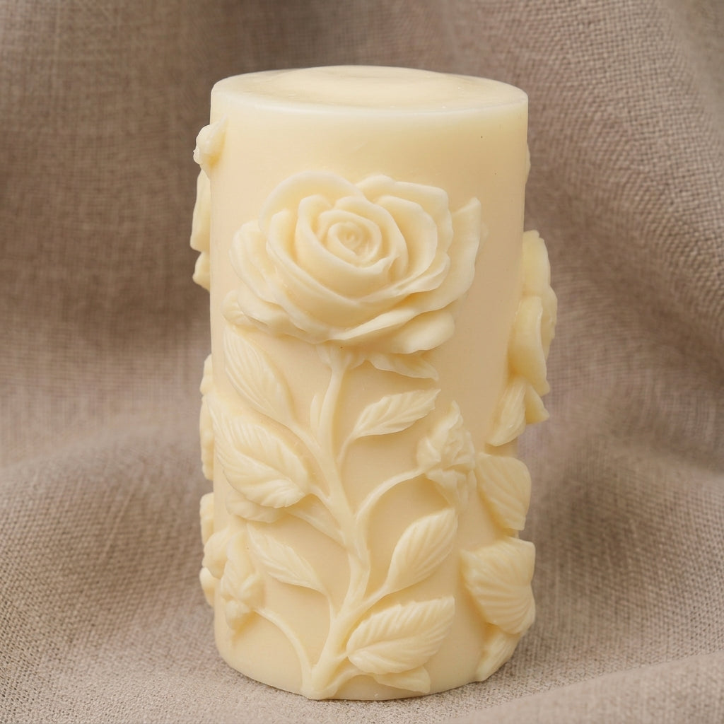 Vela Aromática Premium Rosa em Relevo