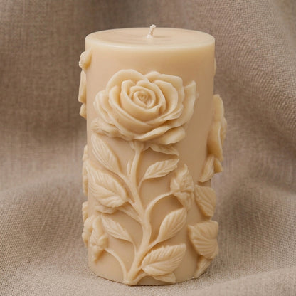 Vela Aromática Premium Rosa em Relevo