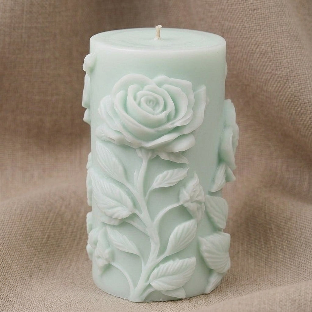 Vela Aromática Premium Rosa em Relevo