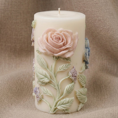 Vela Aromática Premium Rosa em Relevo