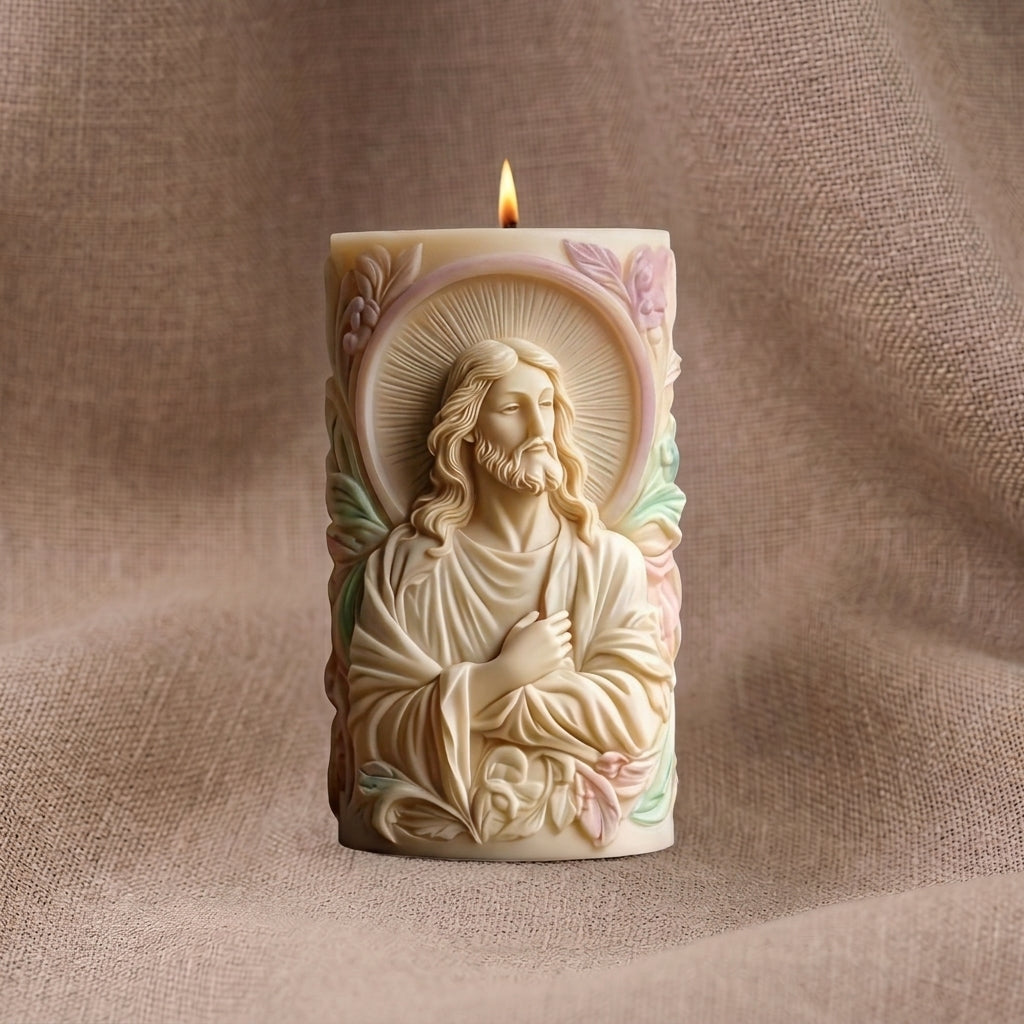 Vela Aromática Premium Jesus em Relevo 3D