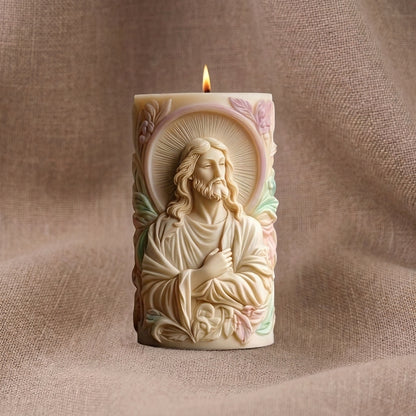 Vela Aromática Premium Jesus em Relevo 3D