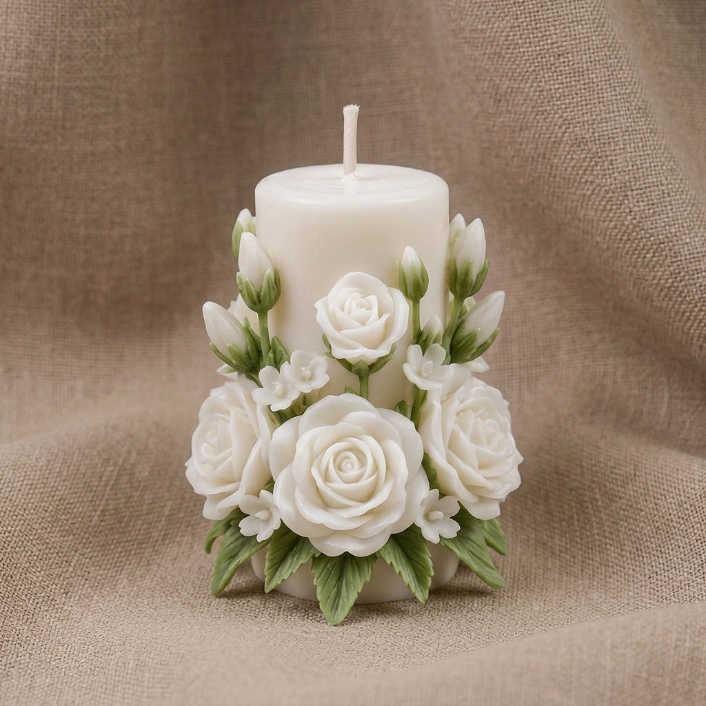 Vela Aromática Premium Bouquet de Rosas Brancas