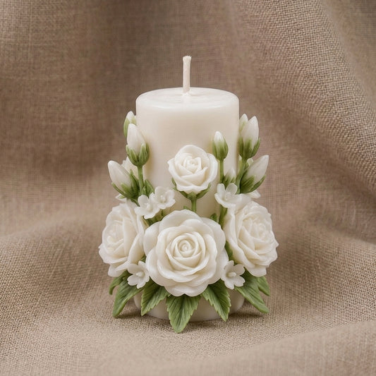 Vela Aromática Premium Bouquet de Rosas Brancas
