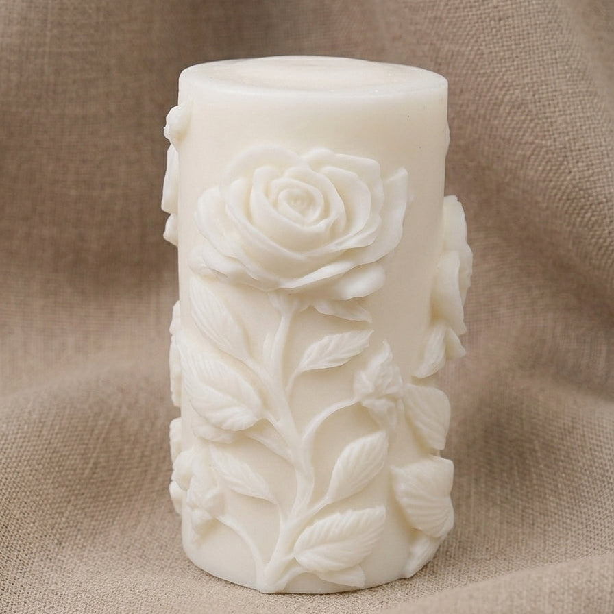 Vela Aromática Premium Rosa em Relevo