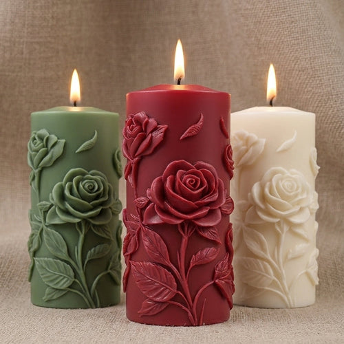 Vela Aromática Premium Rosa em Relevo