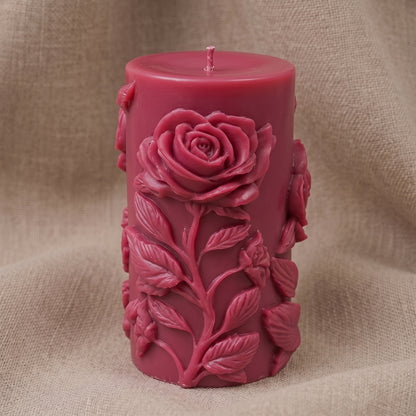 Vela Aromática Premium Rosa em Relevo