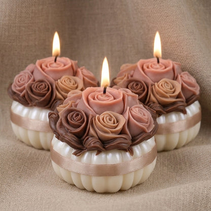 Vela Aromática Premium Cesta de Rosas Ombré