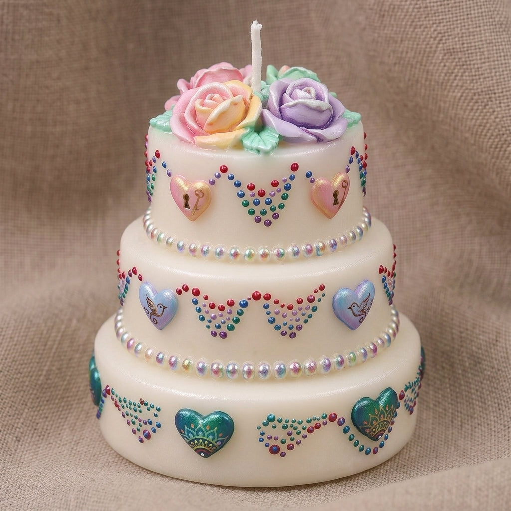 Vela Aromática Premium bolo de rosas elegante