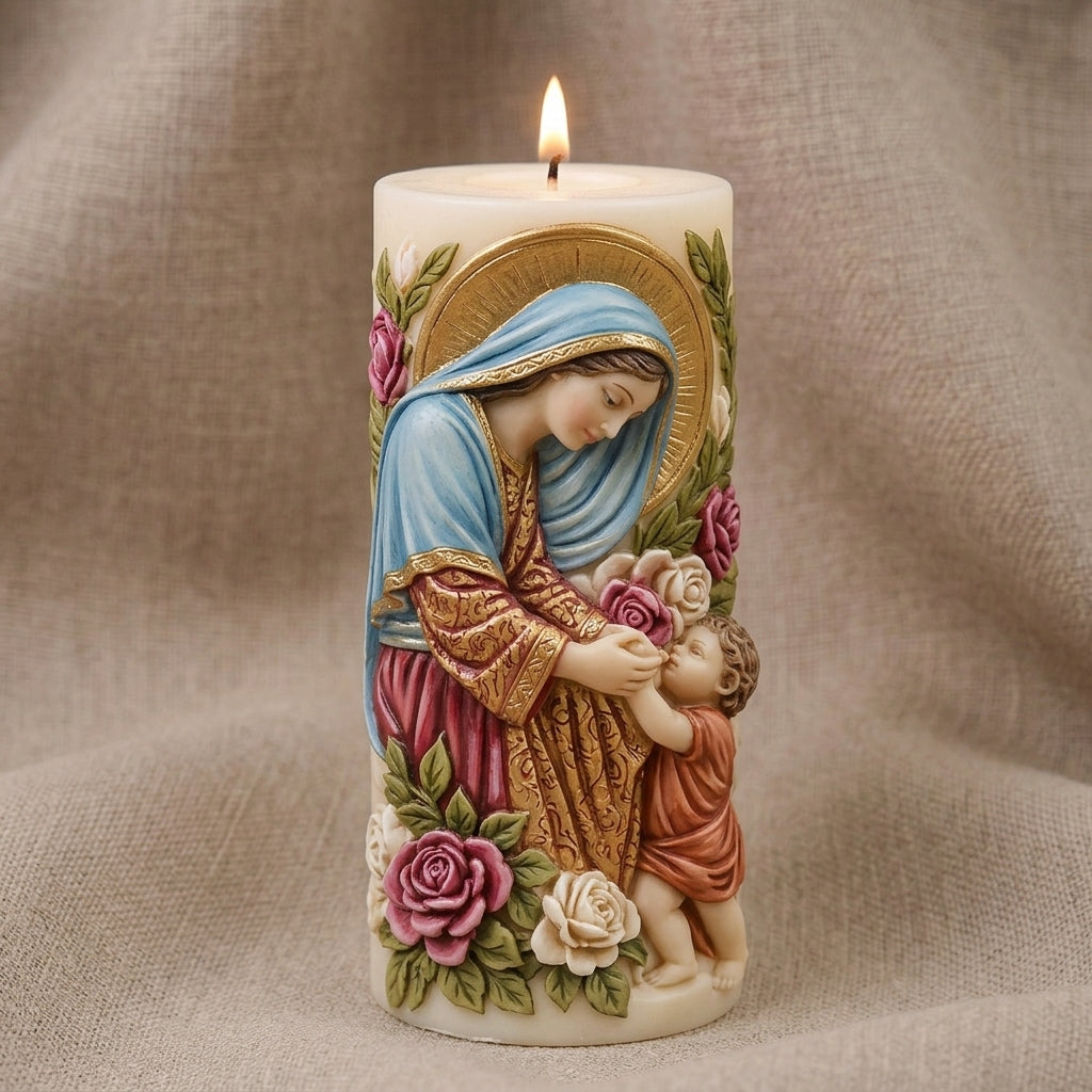 Vela Aromática Premium Nossa Senhora com Menino Jesus